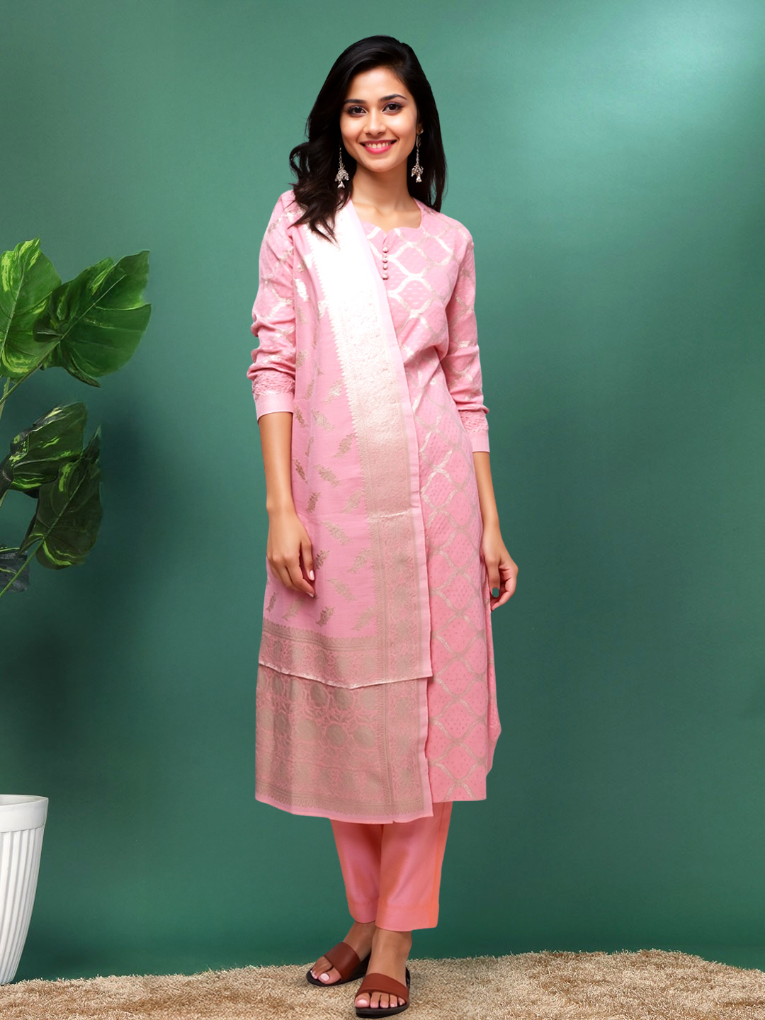 Picture of Drape Yourself in Charm  Straight  Kurta with Pant & Dupatta Set